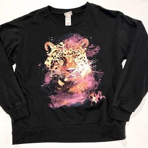 Big Cat Galaxy Graphic Sweatshirt